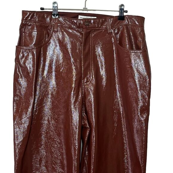 Abercrombie & Fitch Curve Love 90s Straight Pants Brown Leather Women’s Size 32 - Picture 3 of 13